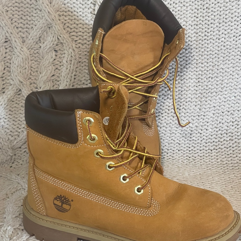 Timberland Wheat Nubuck Boots with Dark Brown Collar